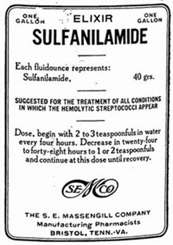 A Sulfanilamide Elixir Label from the 1930's.